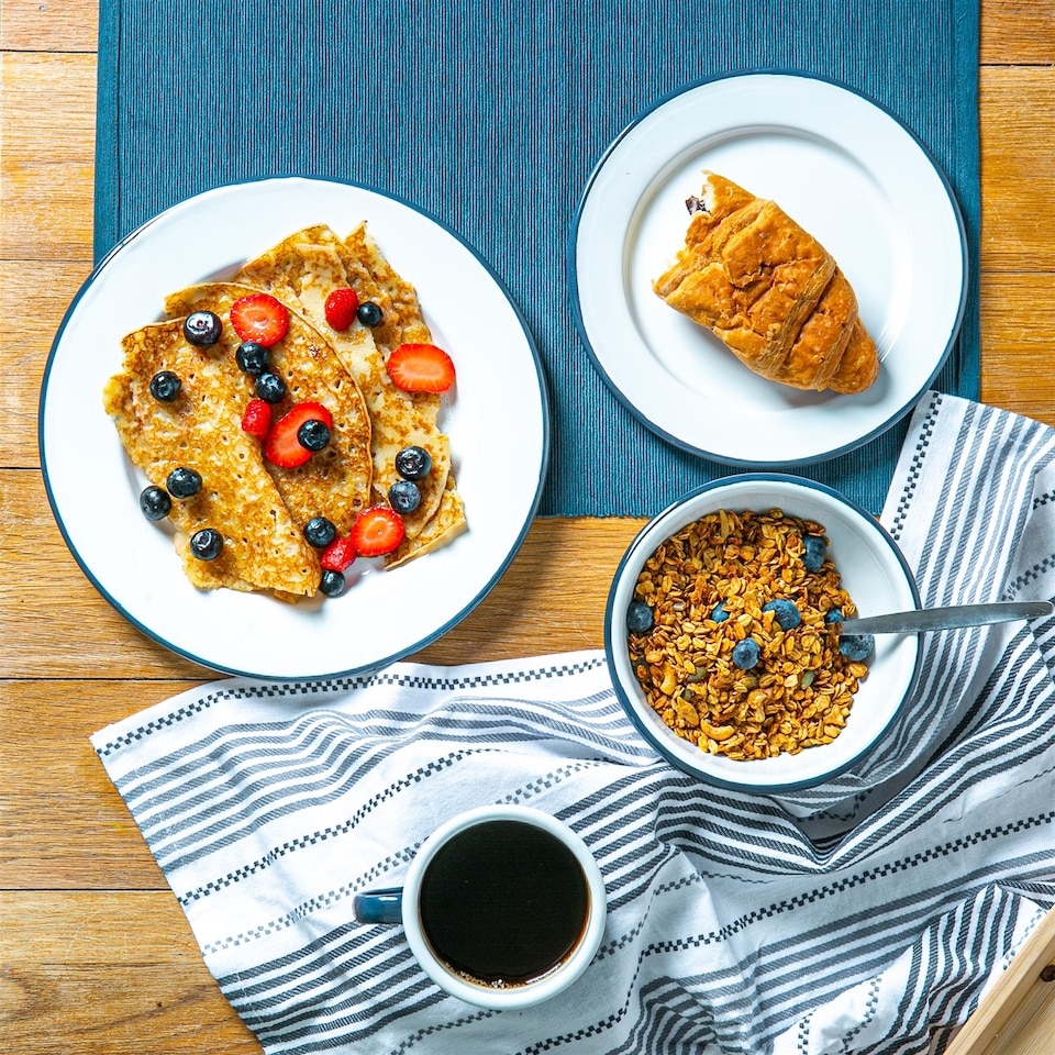 image 1 of Argon Tableware White Enamel Side Plates - 20cm - Navy - Pack of 6 | Blue | Navy