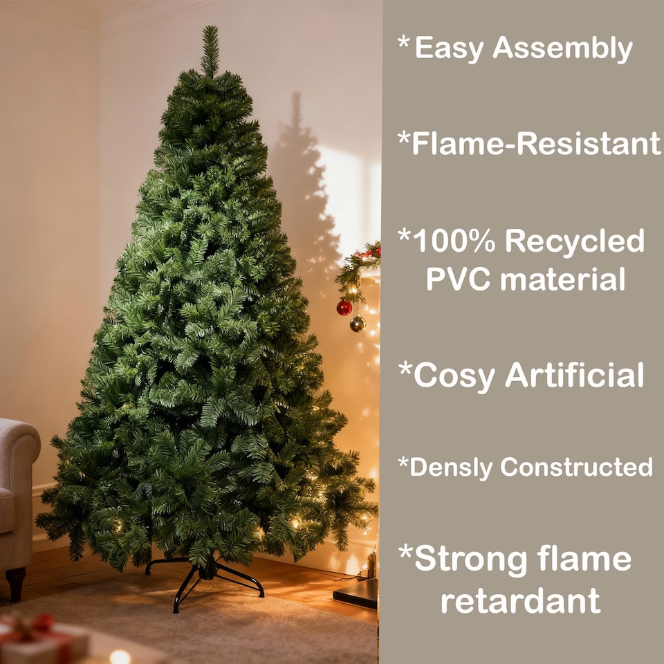 image 1 of 6FT Alaskan Pine Green Artificial Christmas Tree Bushy 550 Tips Xmas Decorations | Green | Green