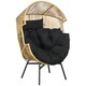 image 2 of Outsunny Garden Egg Chair with 14cm Thick Seat Cushion, PE Rattan Leisure Chair with Comfortable Headrest, Adjustable Feet, Steel Frame, Sand
