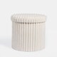 image 4 of OHS Soft Fleece Ribbed Round Foldable Footstool Seat Storage Organiser Ottoman Cream