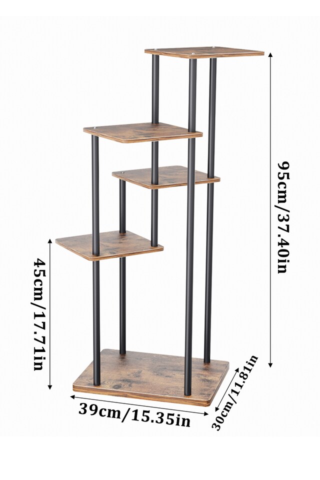 image 1 of Living and Home 5-Tier Modern Plant Stand Shelf Plant Display Rack | Brown | 5 Tiers
