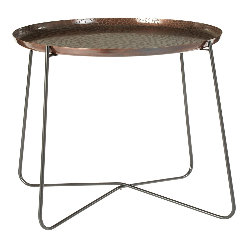 image 1 of Interiors By Premier Sleek Large Copper And Black Side Table, Round Top Small Lounge Table, Contemporary Bed Side Table
