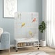 image 7 of PawHut Bird Cage with Stand, Wheels, Toys, for Budgies, Finches, White