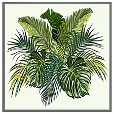 Green tropical foliage (Picutre Frame) Grey | L