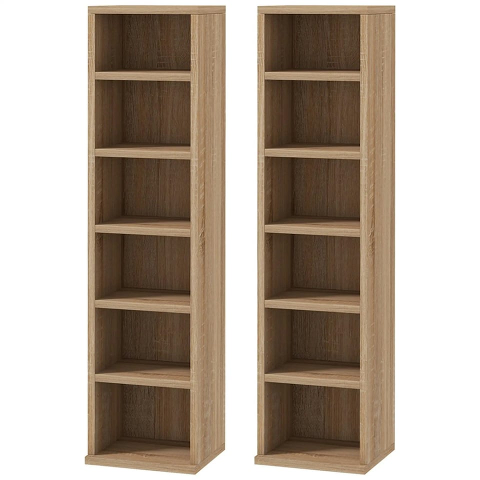 image 1 of 6 Tier Shelves Storage Unit Set Natural Brown Brown | One Size