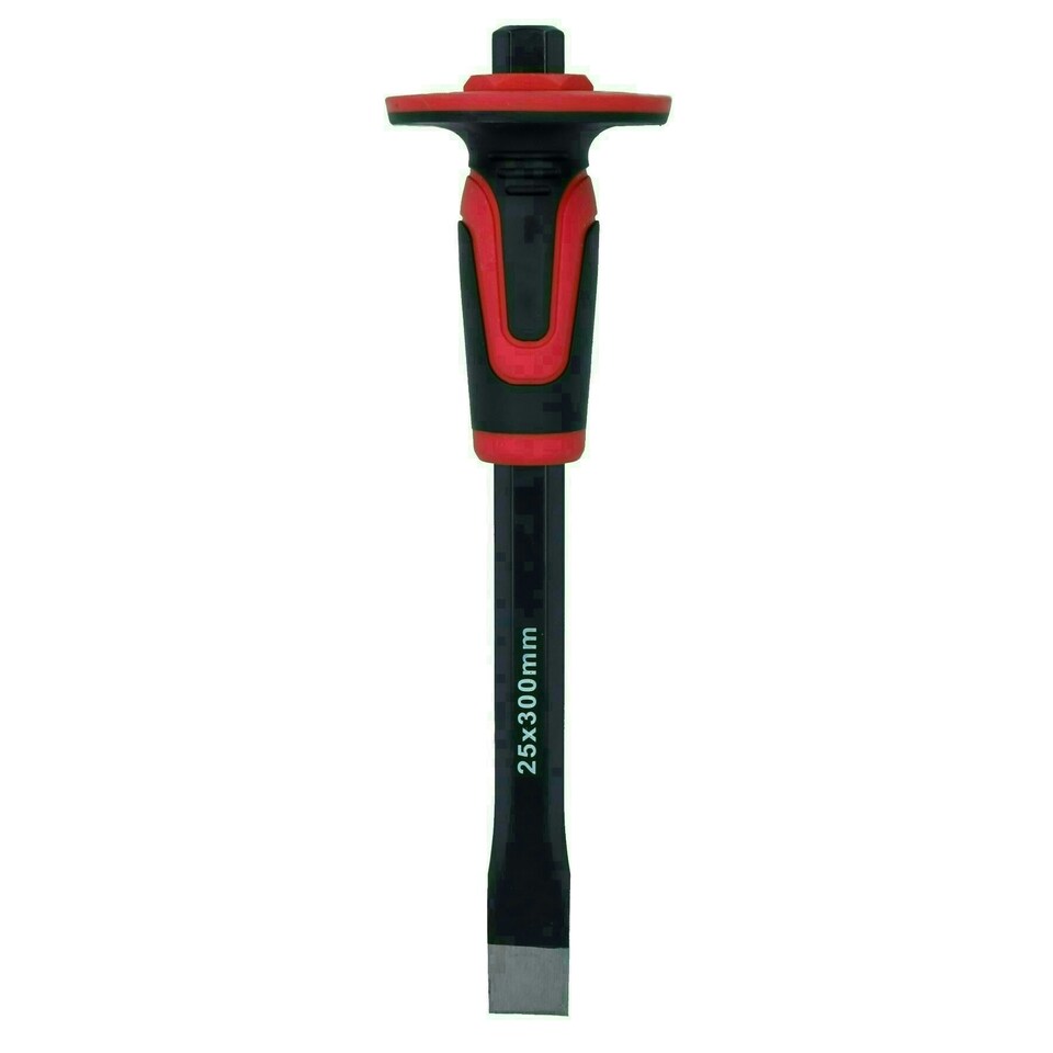 image 1 of Soft Grip Guarded Handled Cold Chisel 300mm x 25mm for Masonry Bricks Blocks
