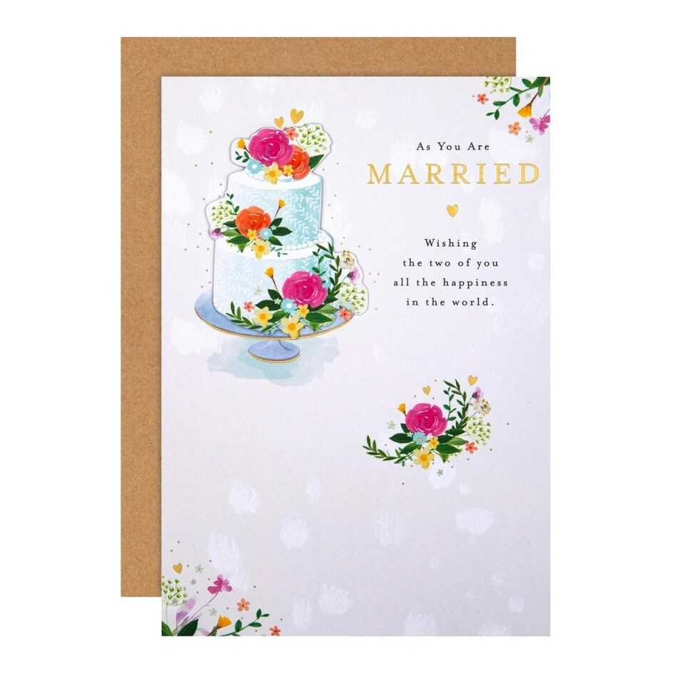 image 1 of Cake & Flowers Design Wedding Congratulations Card