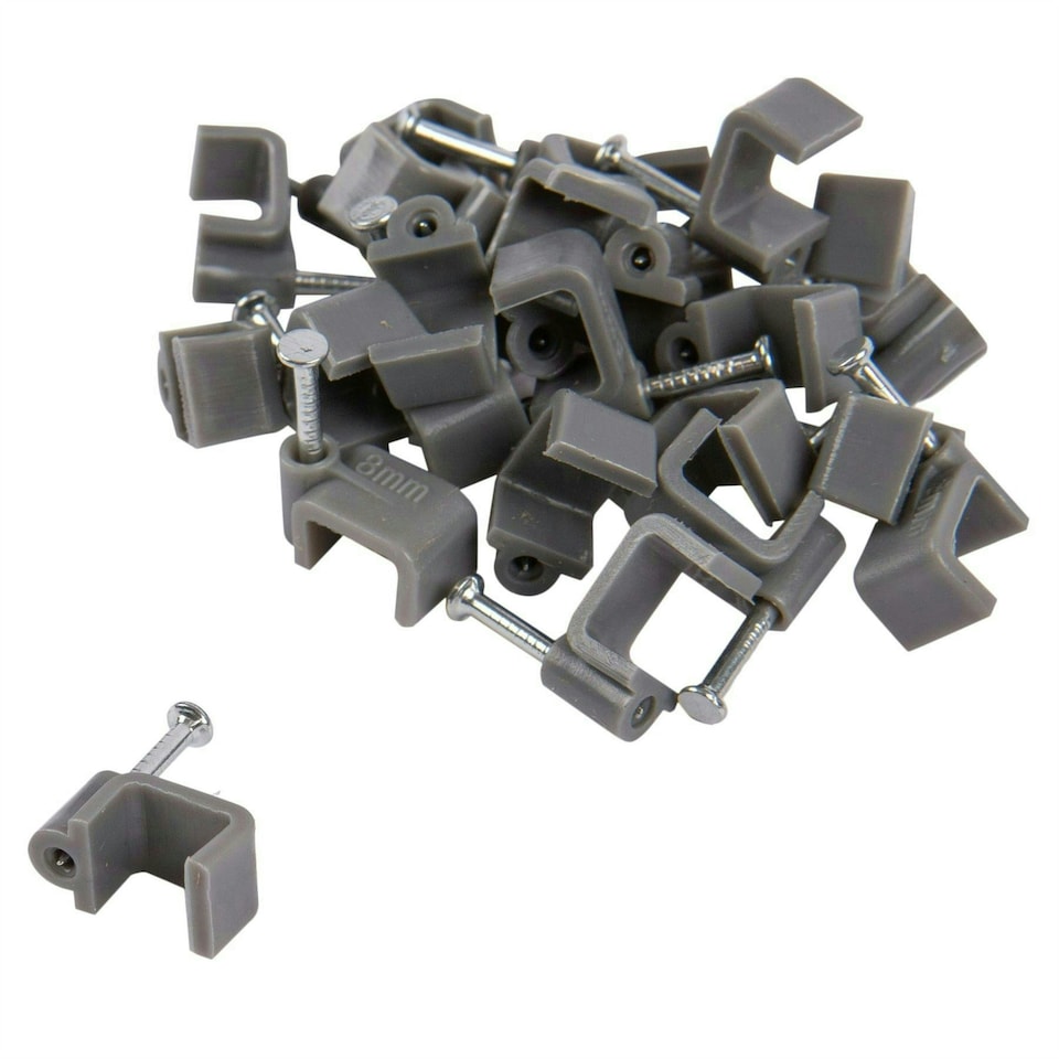 image 1 of Blackspur 80pc Plastic Cable Clips Set - 3 Sizes - Grey