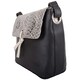 image 6 of Womens Premium Soft Genuine Leather Two Tone Cross Body Shoulder Bag - Black / Foil Blue | Navy/Cobalt