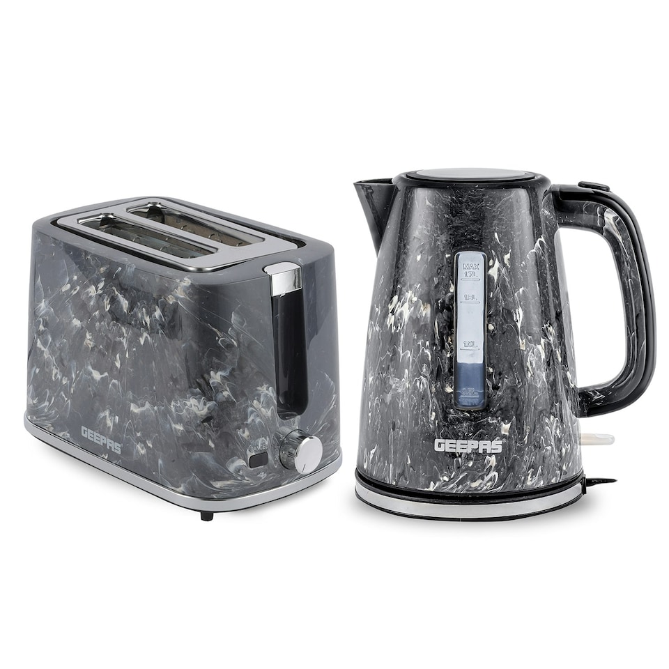 image 1 of GEEPAS 1.7L Electric Kettle, 2 Slice Toaster Combo, Black Black