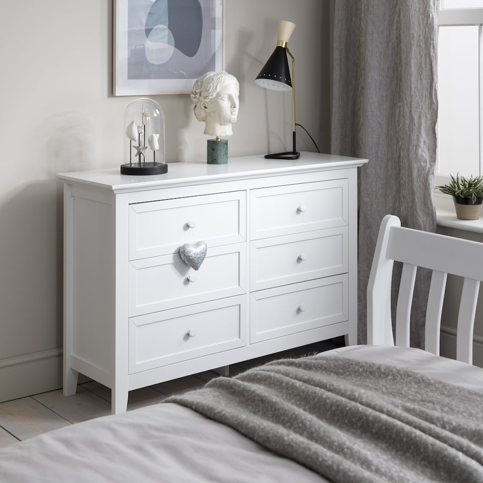 image 1 of Torsby Chest of Drawers 6 Drawer in Classic White