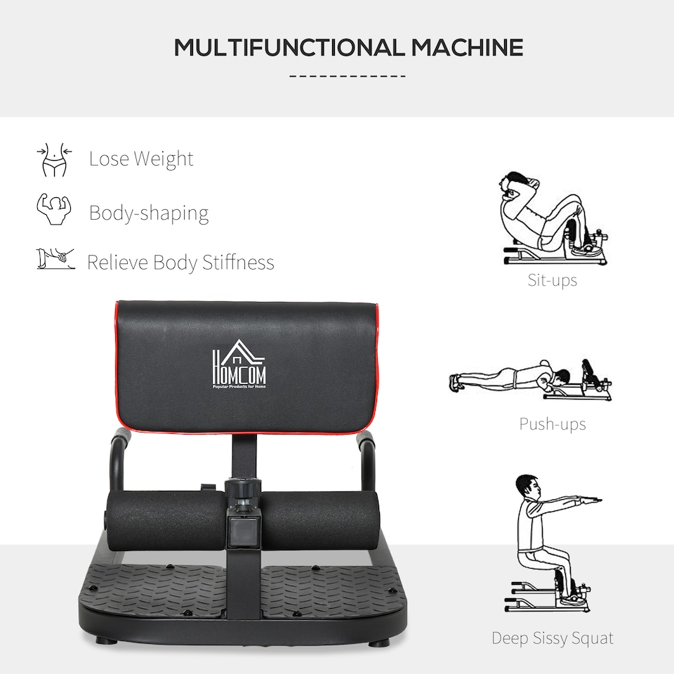 image 1 of HOMCOM 3 IN 1 Squat Machine Sit Up Push Up Gym Work Out Leg Exercise Adjustable