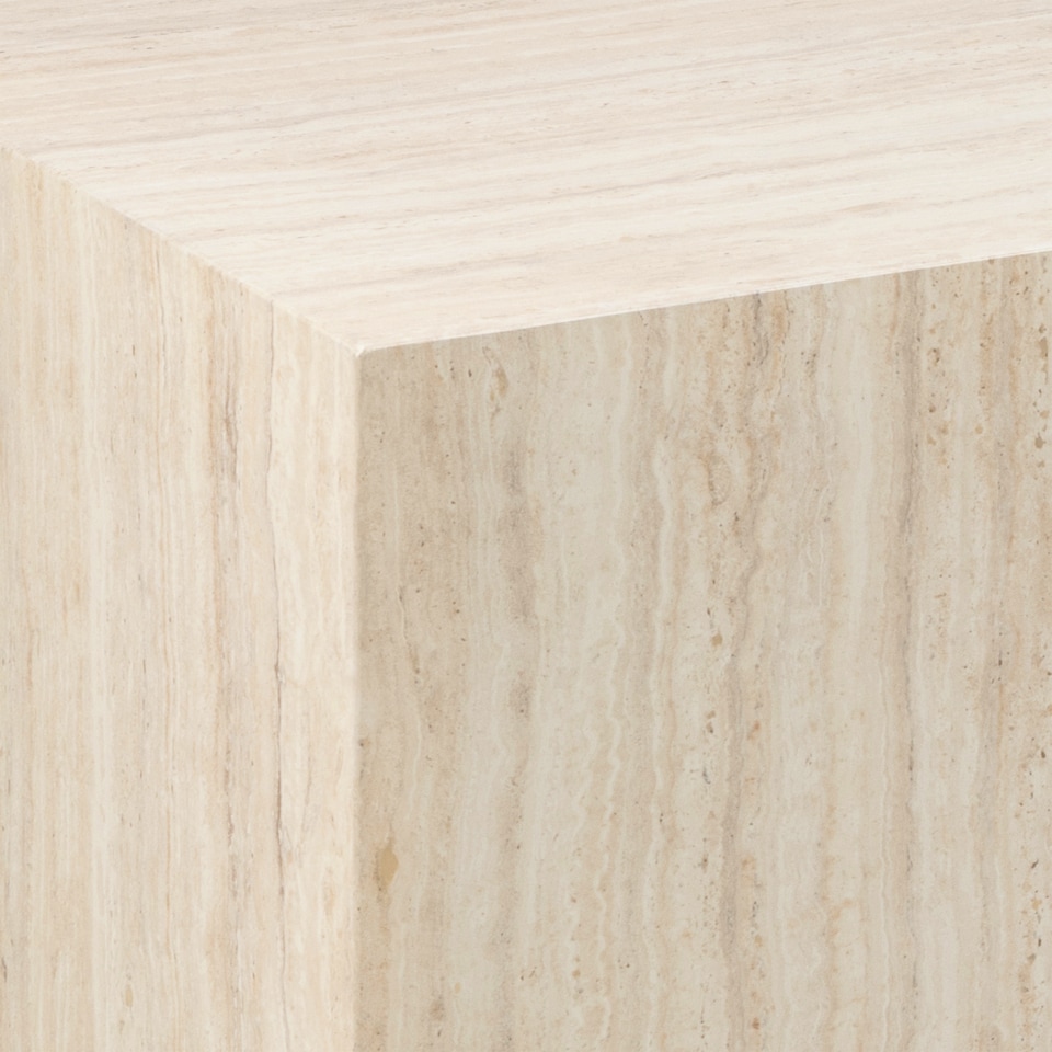 image 1 of Dice Square Coffee Table Set in Light Travertine Effect