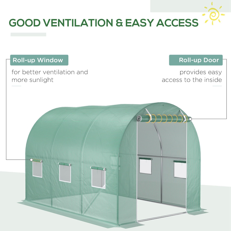 image 1 of Outsunny 3 x 2 x 2m Greenhouse Replacement Cover ONLY for Tunnel Greenhouse