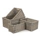 image 4 of Antique Wash Lined Open Wicker Storage Basket Brown | Brown | L