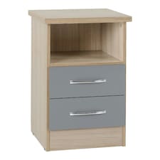 Nevada 2 Drawer Bedside Cabinet Grey