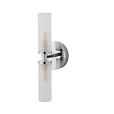 ValueLights Canya Chrome 2 Way IP44 Frosted Glass Wall Light | Silver