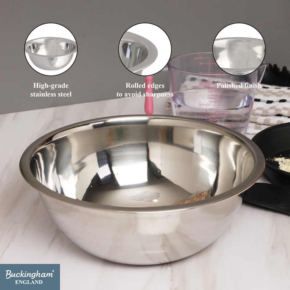 image 1 of Buckingham Premium Stainless Steel Deep Salad Mixing Bowl  29 cm , 4.7 Litre