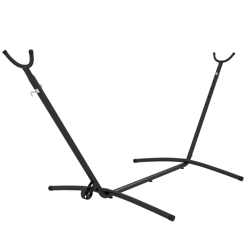 image 1 of Outsunny Hammock Stand w/ Wheels, Adjustable Hammock Stand w/ Carry Bag, Black | Black
