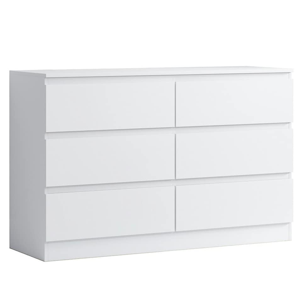 image 1 of FWStyle Carlton 6 Drawer Wide 3+3 Chest Of Drawers - Matt White