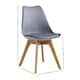 image 7 of Set of 6 Scandinavian Dining Chairs with Leather Cushions Solid Wood Legs Grey