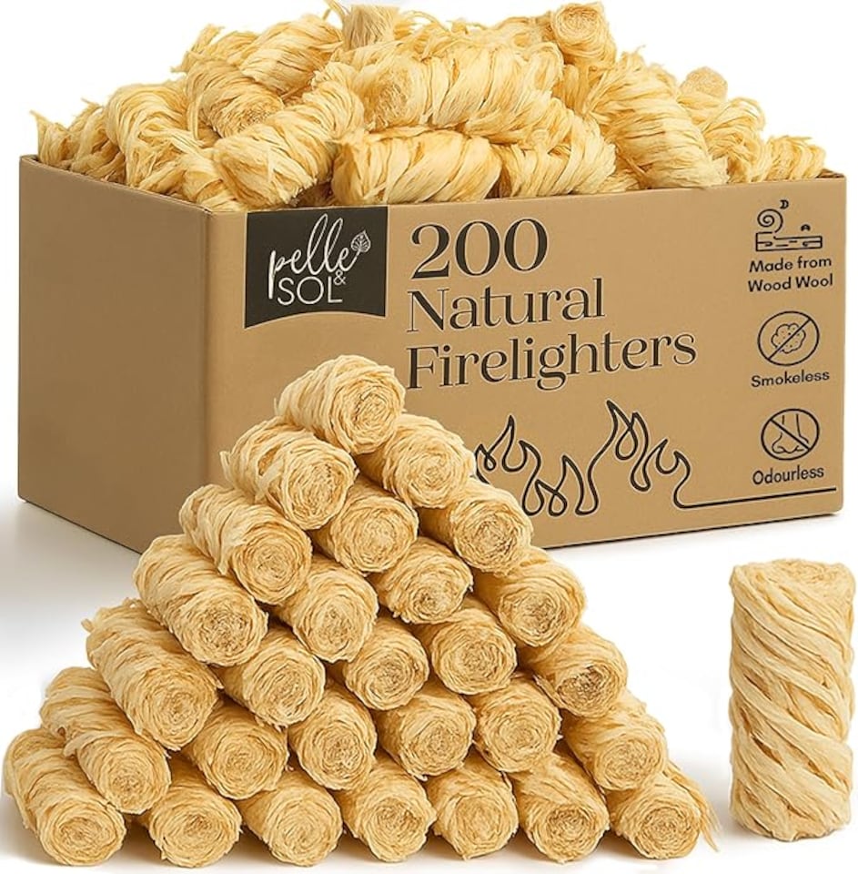 image 1 of Pelle & Sol Natural Firelighters Wood Wool 200 Pack