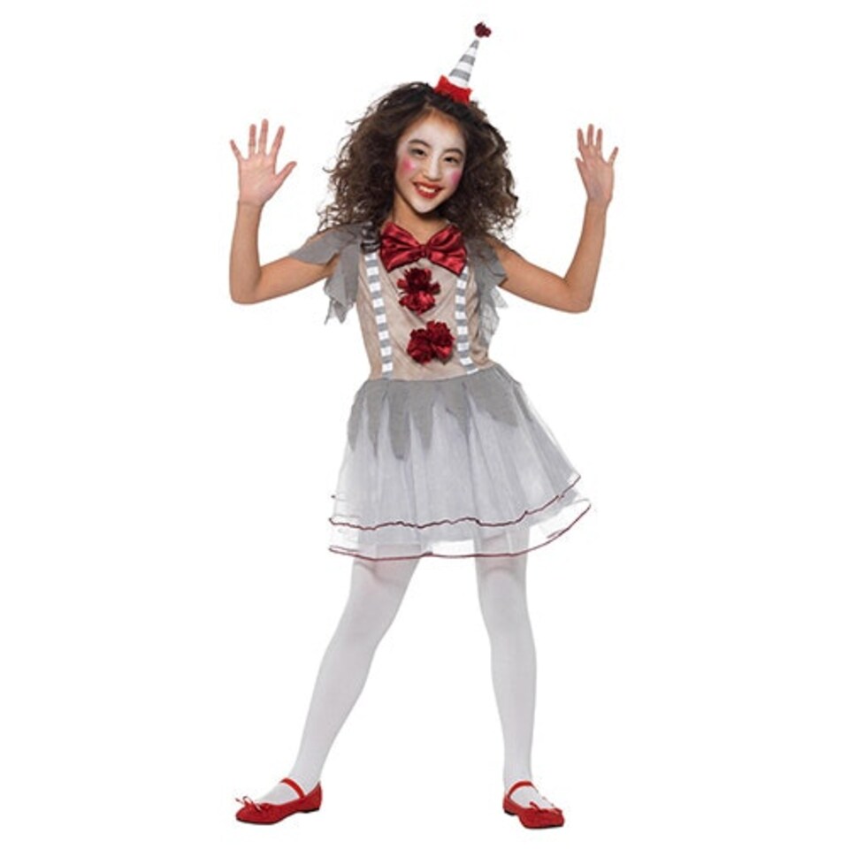 image 1 of Vintage Clown Girl Fancy Dress Costume Kids Medium - Age 7-9