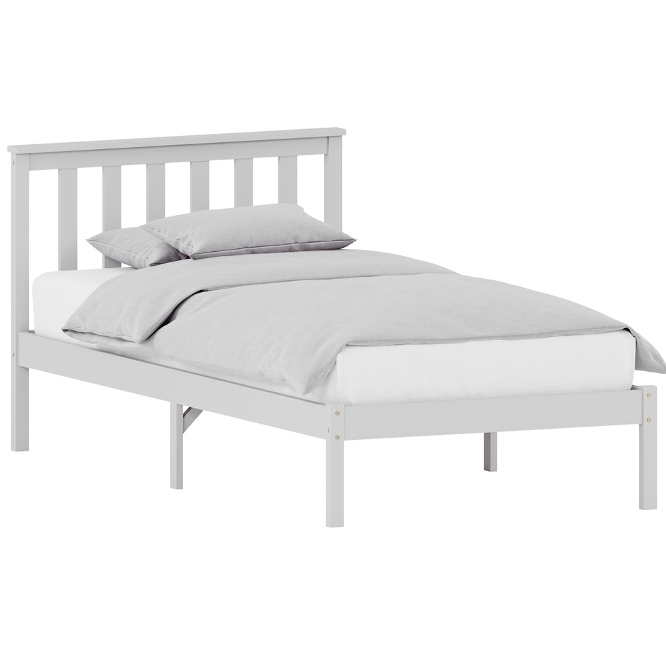 image 1 of Vida Designs Milan Single Wooden Bed, Low Foot, White & Gel Memory Foam Pocket Spring Mattress, Single