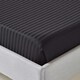 image 2 of Homescapes Black Egyptian Cotton Satin Stripe Flat Sheet 330 TC, Super King | Black | Super King
