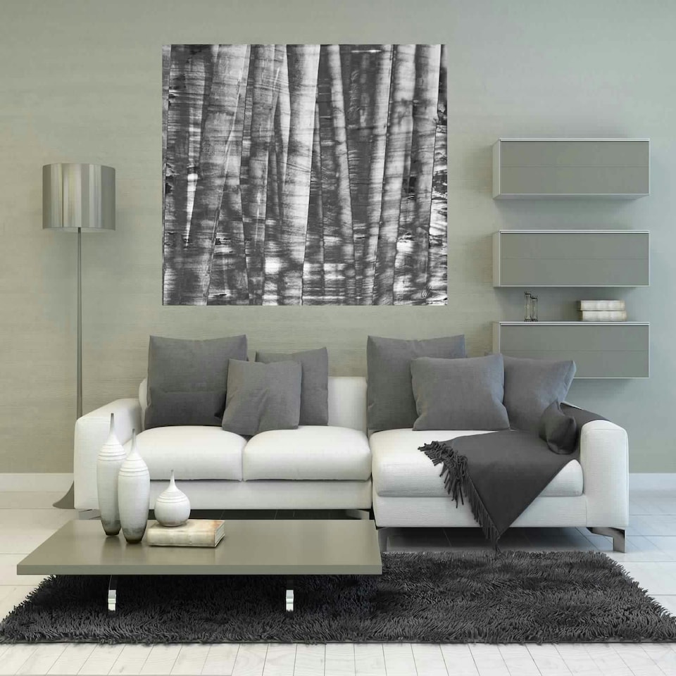 image 1 of Black and white bamboo (Canvas Print) 24" x 16"
