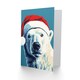 image 2 of Polar Bear With Santa Hat Blue Red Blank For Him Or Her Art Xmas Festive Christmas Card