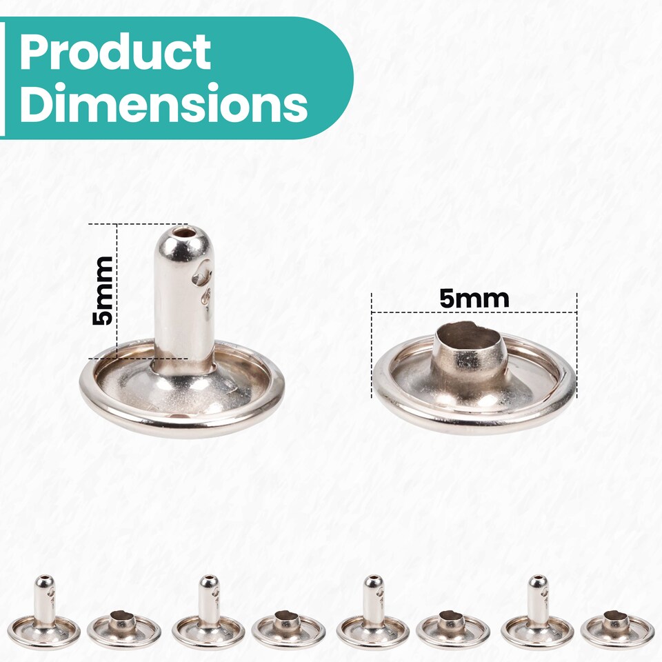 image 1 of 5mm Silver Double Cap Brass Rivets Metal Studs ,DIY Projects - 100Pcs