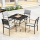 image 9 of Outsunny 94 x 94 cm Garden Dining Table with Parasol Hole, Square Patio Table with Slatted Metal Plate Top, Black