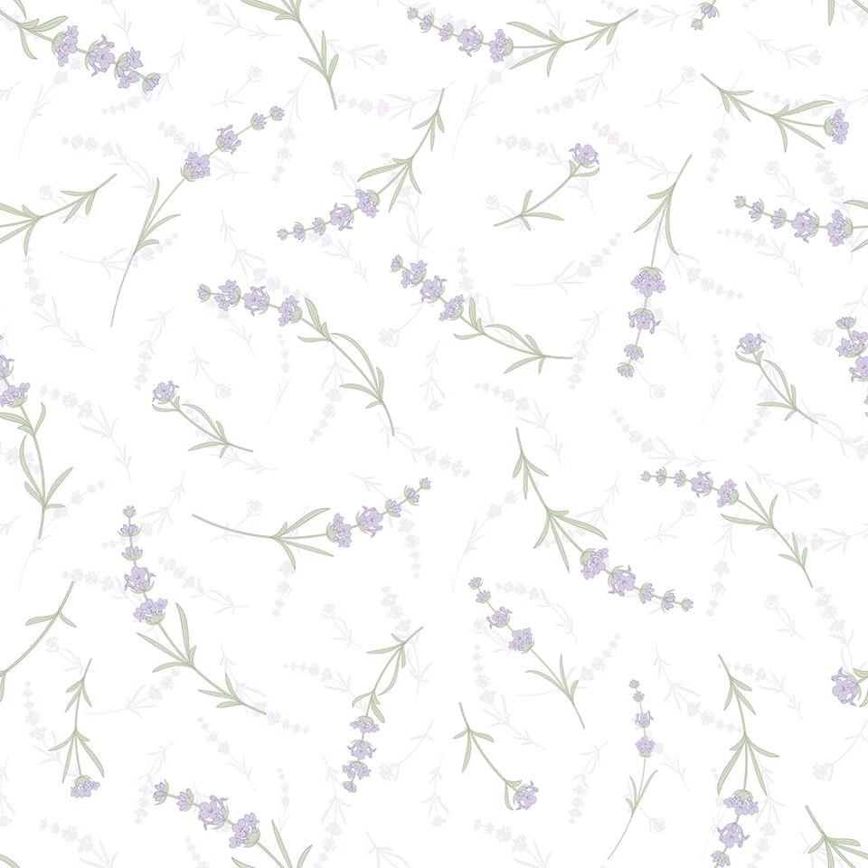 image 1 of Lavender Cascade Wallpaper in White | White | White
