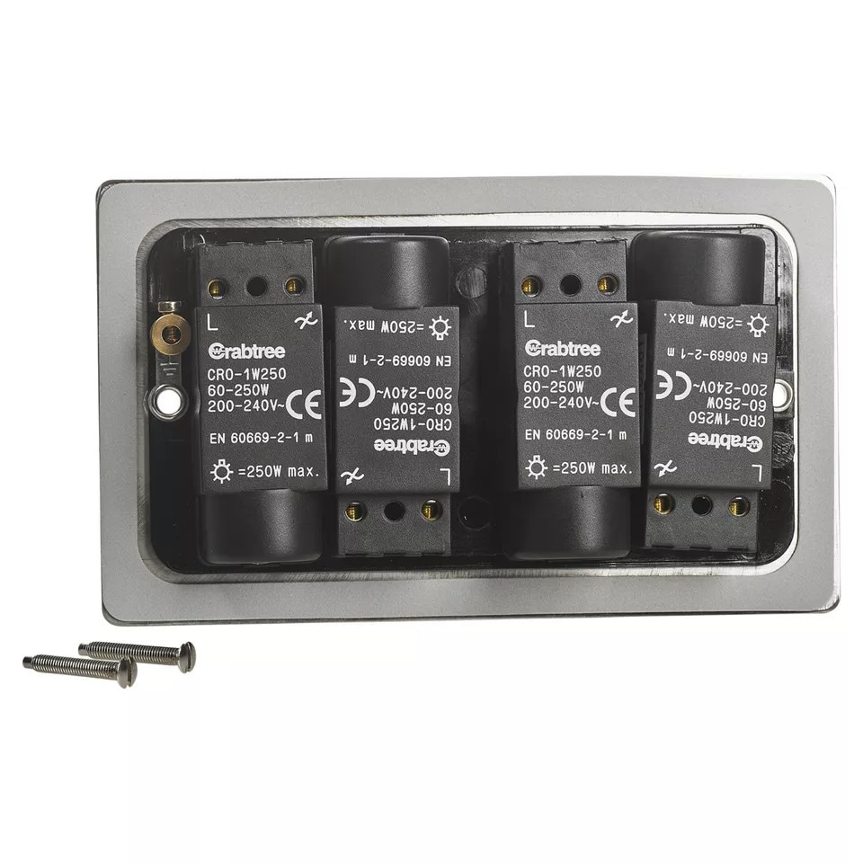 image 1 of Volex Crabtree 4-Gang Dimmer Light Switch - Flush Style