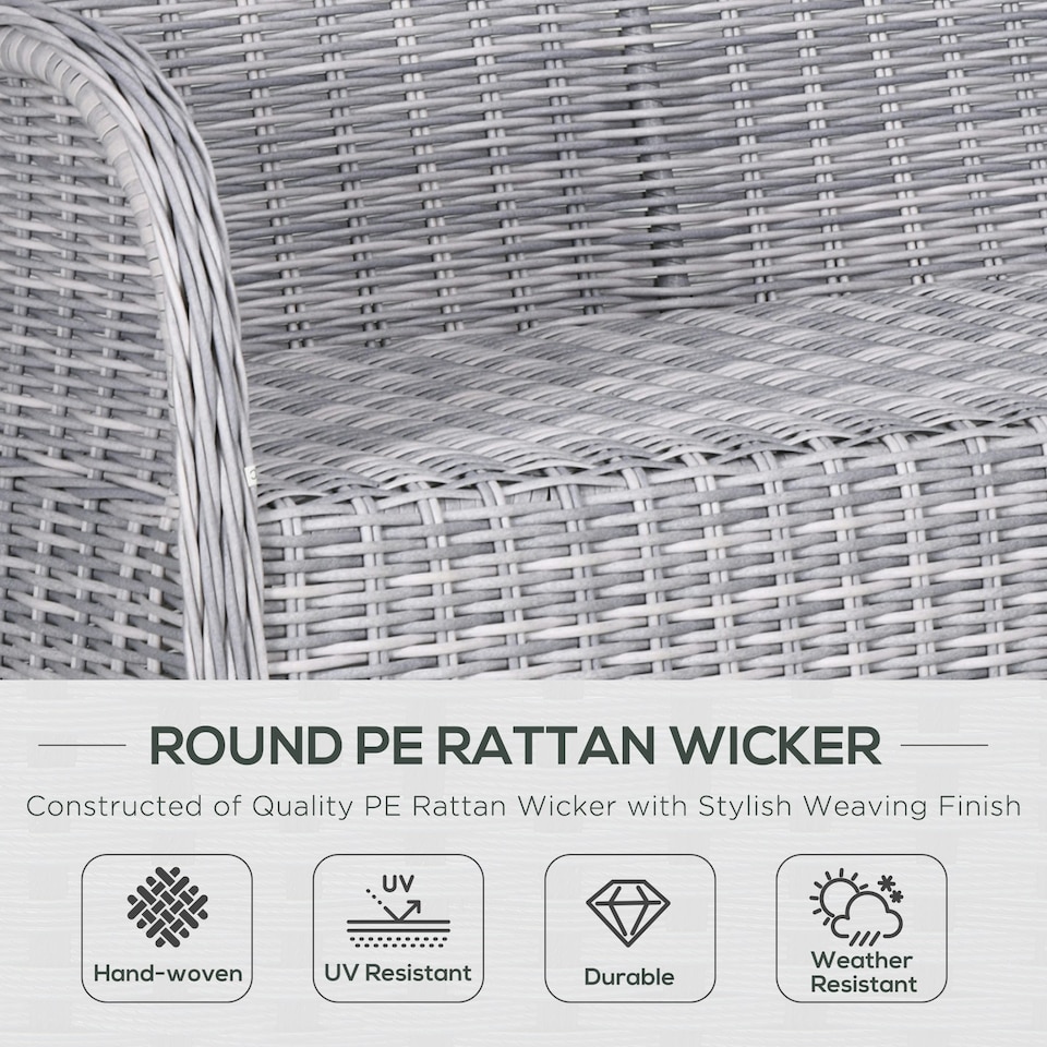 image 1 of Outsunny 4 PCs Outdoor Rattan Sofa Set, Wicker Sectional Sofa Set Mixed Grey
