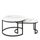 image 2 of Spiro Coffee Table Set with White Marble Melamine Top & Black Legs