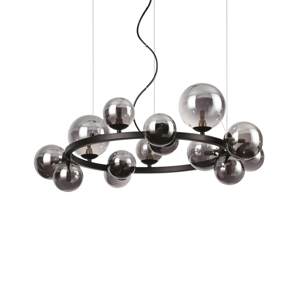 image 1 of Perlage 14 Light Round Globe Pendant Ceiling Light Black