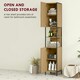 image 3 of HOMCOM Slim Bathroom Storage Cabinet with 2 Doors Open Compartments Natural Brown | Black