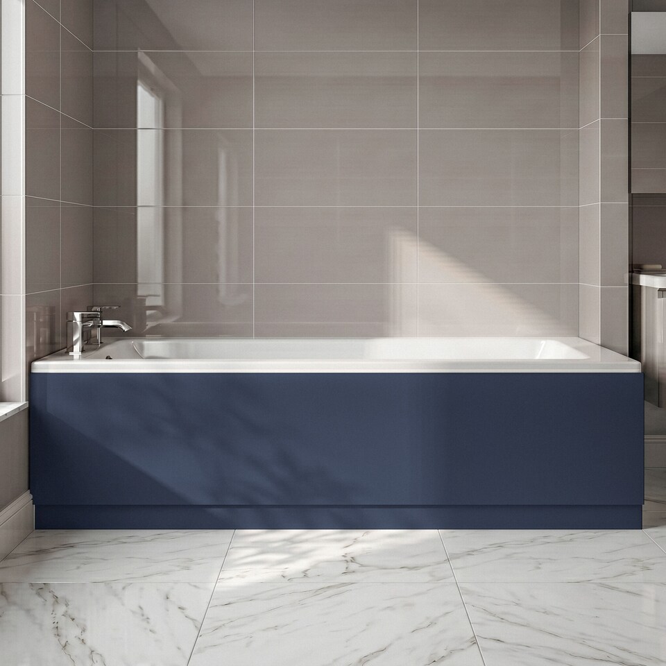 image 1 of Balterley Edge/Power Straight Front Bath Panel & Plinth | Blue | Midnight Blue | 1