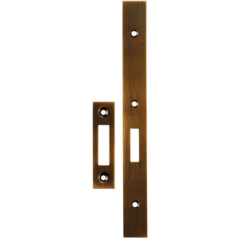 Loops Forend Strike & Fixing Pack Suitable for DIN Euro Deadlock Antique Brass in Metallics