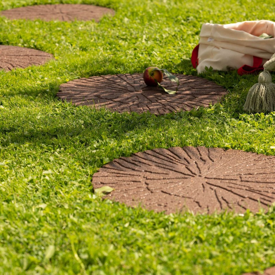 image 1 of Earth brown Single size Cracked log Stepping stone - Pack of 2 | Brown | Bown | Pack of 2