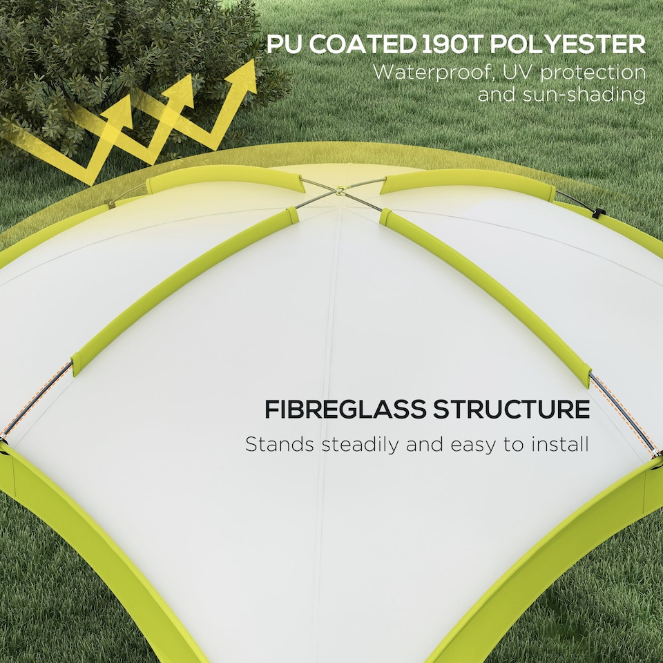 image 1 of Outsunny 3.5 x 3.5M Camping Gazebo, Outdoor Event Shelter Dome Tent Garden Sun Shelter Patio Spire Arc Pavilion Camp Sun Shade Tent for 68 Person | Green