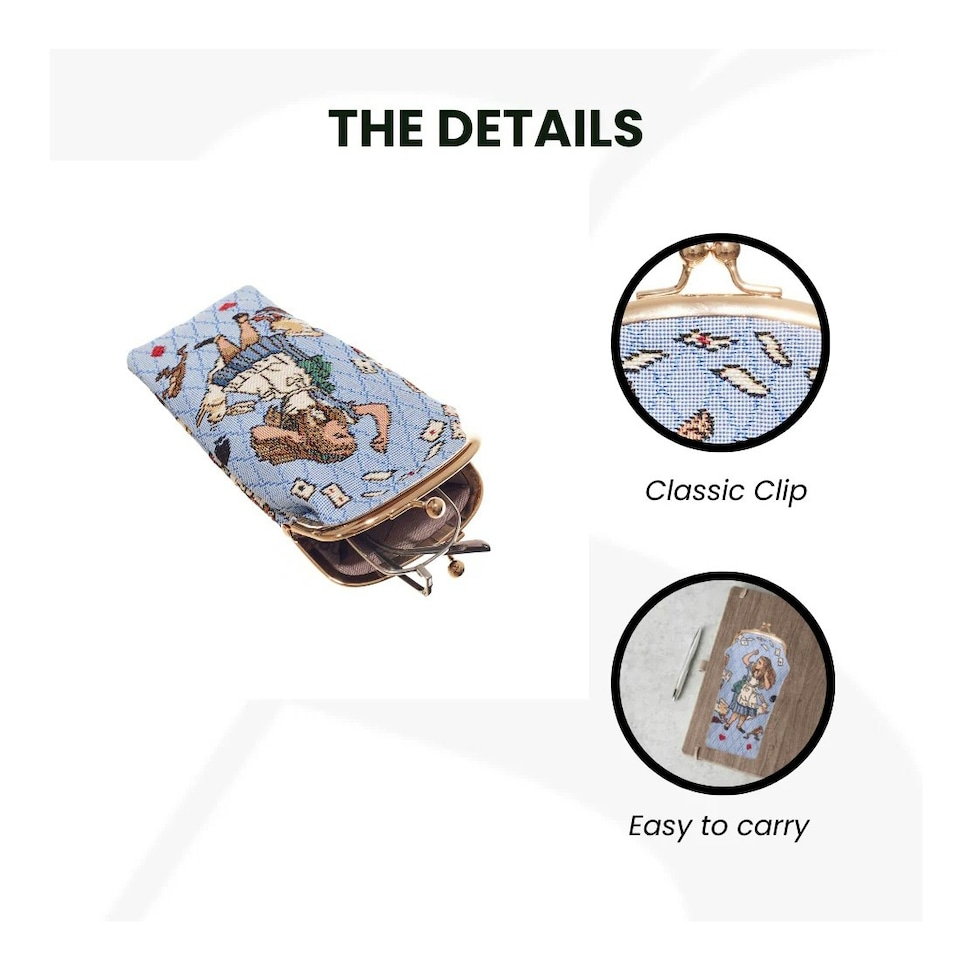 image 1 of Signare Protective Glasses Pouch Case - Alice In Wonderland Nothing But Cards Blue