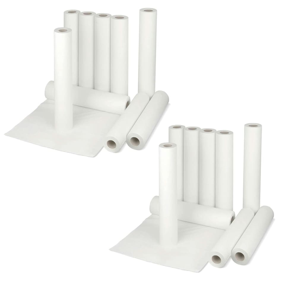 image 1 of 2 x White Hygiene Couch Roll 20"x40m Rolls Great For Medical Practices, Massage Tables & Beauty Rooms