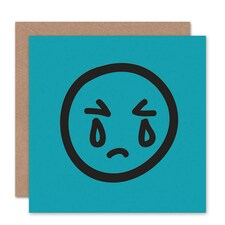Sad Crying Emoticon Face Tears Blue Sorry Apology Card