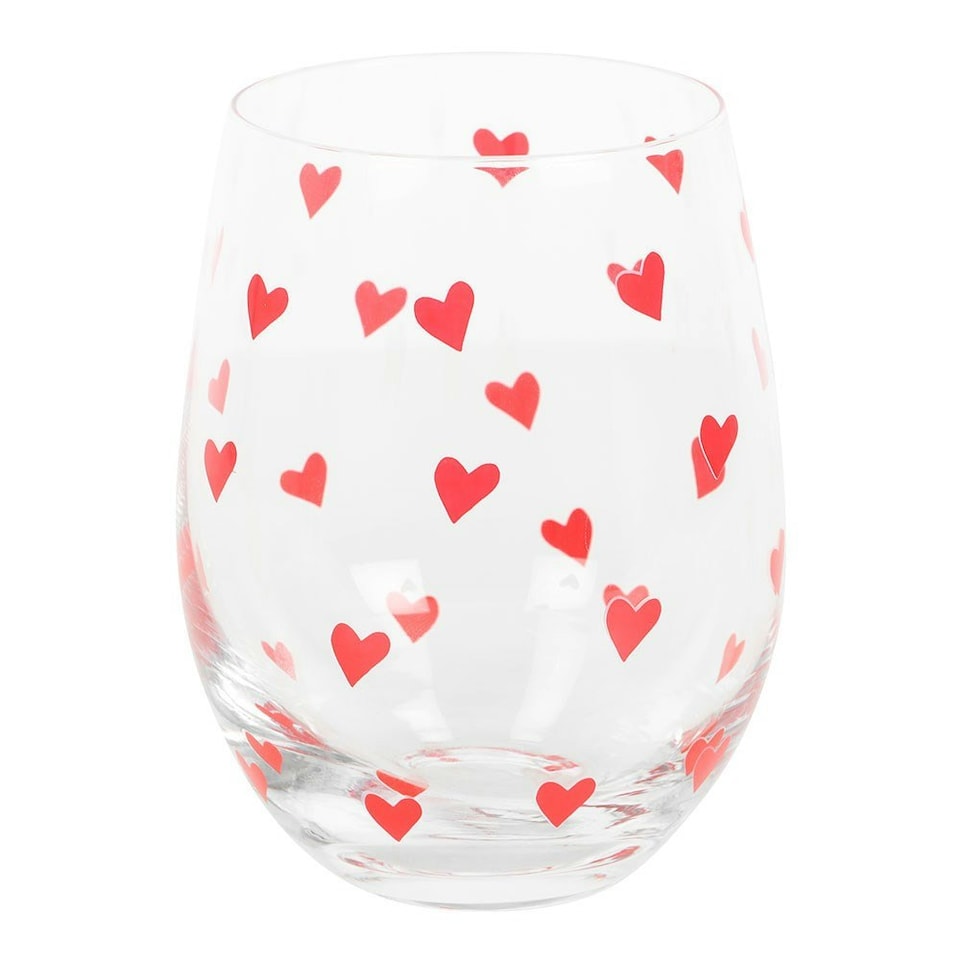image 1 of Heart Print Stemless Glass