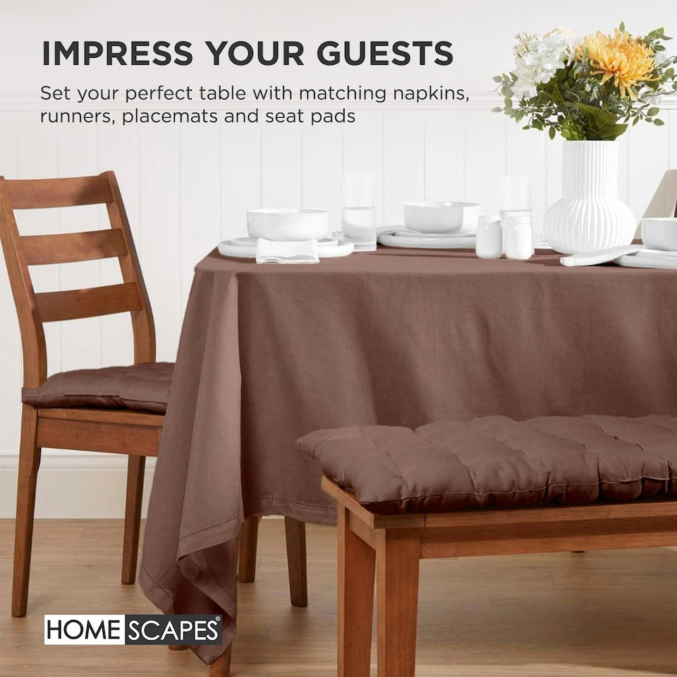 image 1 of Homescapes Garden Bench Cushion Luxury 3 Seater 100% Cotton Indoor Outdoor Seat Pad | Brown | 3 Seater | 1