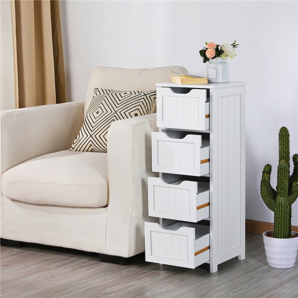 image 1 of Yaheetech Slim Wooden Floor Storage Cabinet with 4 Drawers