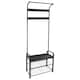 image 1 of Harbour Housewares Curved Steel Coat Rack with Shoe Storage Bench - Black/Black | Black | Black/Black | One Size